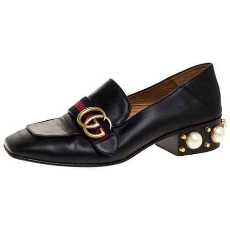 women black gucci loafers|gucci pearl heel loafer.